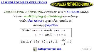 13 Accuplacer Arithmetic Must Know Formula Formulas Whole Number Operations Fraction Operations how [upl. by Eenal]