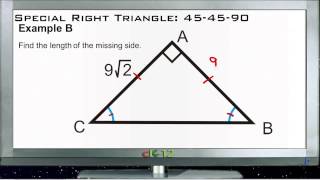 Special Right Triangle 454590 Examples Basic Geometry Concepts [upl. by Haiel586]