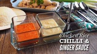 Singapore Hainanese Chicken Rice Garlic Chilli amp Ginger Sauce Recipe [upl. by Arracahs]