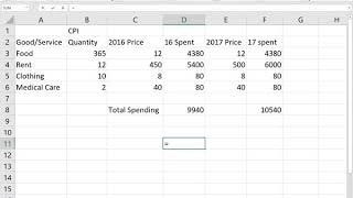 Using Excel to Calculate Inflation Rate [upl. by Chancelor460]