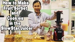 How to Make Frozen Fruit Sorbet amp Cookies in the Slowstar Juicer [upl. by Lletnohs]