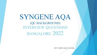 Syngene Interview Questions QC to QA Pharma [upl. by Vitus703]