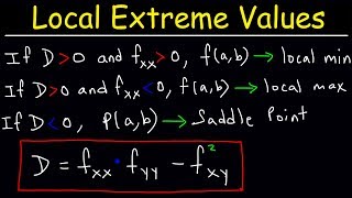 Local Extrema Critical Points amp Saddle Points of Multivariable Functions  Calculus 3 [upl. by Agathy678]