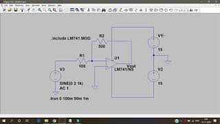 Inverting Amplifier using LM 741 Opamp in LT spice [upl. by Yelwar]