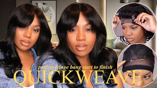 HOW TO NO LEAVE OUT QUICKWEAVE  CURTAIN BANG METHOD Ft BeautyForever [upl. by Llorrad]