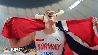 Karsten Warholm goes full Viking to keep 400m hurdles crown from Rai Benjamin  NBC Sports [upl. by Inglis894]