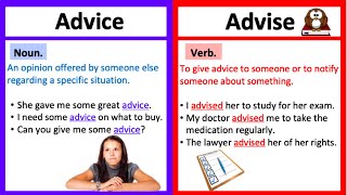 ADVICE vs ADVISE 🤔 Whats the difference  Learn with examples [upl. by Oinota777]