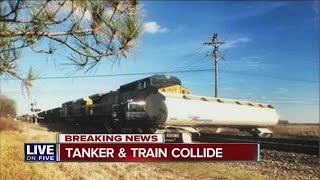 Train crashes into tanker truck in Lorain County [upl. by Yellek897]