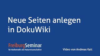 Neue Seiten anlegen in DokuWiki [upl. by Eceinaj]