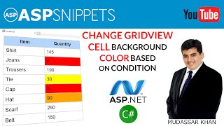 Dynamically change GridView Cell Background Color based on condition in ASPNet using C [upl. by Servetnick]