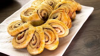 Easy puff pastry flowers with cinnamon sugar [upl. by Behl]