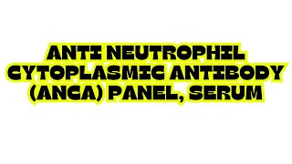 ANTI NEUTROPHIL CYTOPLASMIC ANTIBODY ANCA PANEL SERUM [upl. by Judenberg946]