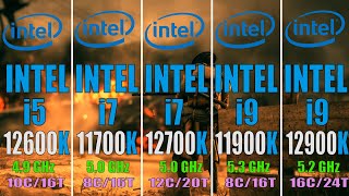 INTEL i5 12600K vs INTEL i7 11700K vs INTEL i7 12700K vs INTEL i9 11900K vs INTEL i9 12900K [upl. by Murrah]