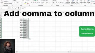 How to add a Comma to a Column of Data in Excel [upl. by Ecnerat892]