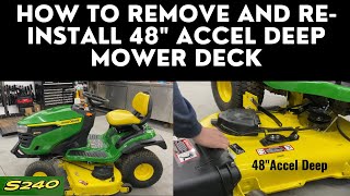 How to REMOVE MOWER DECK John Deere E140 D140 [upl. by Anatak191]