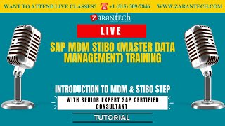 LIVE  Introduction to MDM amp Stibo Step  SAP MDM Stibo Training  ZaranTech [upl. by Benildis]