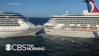 Carnival cruise ships collide at Mexican port [upl. by Nynahs494]