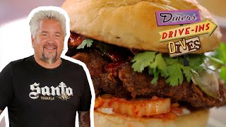 Guy Fieri Eats a DOUBLEFried Chicken Sandwich  Diners DriveIns and Dives  Food Network [upl. by Elysha]