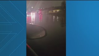 Ramp closed at I285 at Buford Highway after flooding in the area [upl. by Idnat]