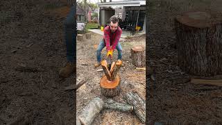 Splitting Wood in SlowMotion  Firewood Splitting with a Splitting Axe is More Fun in 120 FPS [upl. by Malorie]