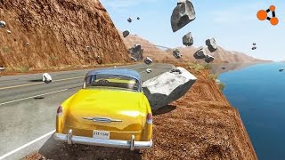 Beamng drive  Rockfall Crashes [upl. by Ayojal35]