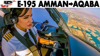 Royal Jordanian E195 Amman to Aqaba  Full cockpit Flight amp Pilot Briefings [upl. by Carney264]