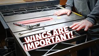 Craftsman contractor saw 113298762 tune up  LEVELING THE SAW  ADJUSTING THE CAST IRON WINGS [upl. by Aitnyc193]