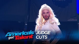 Scott Heierman Bearded Drag Queen Gets Overcome With Emotions  Americas Got Talent [upl. by Charles]