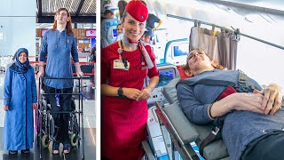 World’s Tallest Woman Takes First Flight [upl. by Aisyram19]