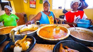 First Time Trying GHANAIAN FOOD Amazing Palm Nut Soup in Accra Ghana West Africa [upl. by Anauqahs]