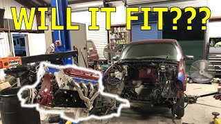 S10 LS SWAP PT 8 Installing the ENGINE and TRANSMISSION [upl. by Oigres]