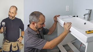 How to Install an IKEA Wall Mount Vanity Sink and Faucet [upl. by Dimo238]