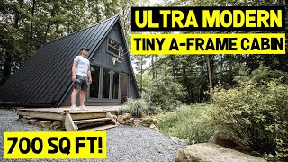 ULTRAMODERN 700 sq ft OffGrid TINY AFRAME CABIN Full Airbnb Tour [upl. by Adil23]