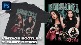 Tutorial Desain Kaos Style Vintage Bootleg  Tutorial Photoshop Indonesia [upl. by Ahsina]