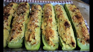 Zucchine Ripiene al Forno SENZA OLIO SENZA FRIGGERE Ricetta zucchine RIPIENE [upl. by Aenal]