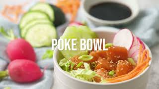 Salmon Poke Bowl Recipe with White Rice  HarvesTime Foods Chicago [upl. by Schaab55]