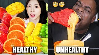 HEALTHY FOOD vs JUNK FOOD mukbang [upl. by Notfa880]