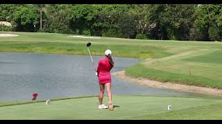 Ana Boone Golf Tee Shot 14 at Pine Tree GC [upl. by Einnoc]