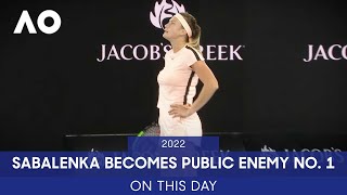 On This Day Aryna Sabalenka Makes Enemy of Crowd v Barty  Australian Open 2022 [upl. by Soelch]