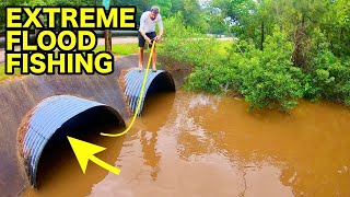 INSANE FISHING during URBAN FLASH FLOODING [upl. by Trisa]