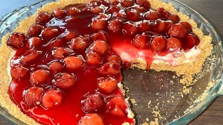 Cherry Cheesecake Pie Recipe  How To Make Cherry Cream Cheese Pie  No Bake Dessert  Ep 546 🍒🥧 [upl. by Oirevas287]