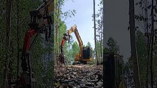 Nisula 425C harvester head on Komatsu excavator at euca harvesting [upl. by Creedon]