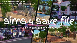 my sims 4 save file overview with NO CC multifunctional community lots realism amp drama [upl. by Anilehs]