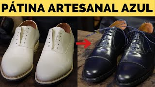 Cómo Hacer una Pátina Artesanal en Zapatos de Cuero Crust  Color Azul Marino [upl. by Eimmot]