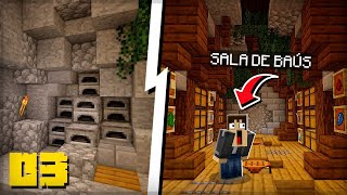 A MELHOR SALA DE BAÚS para INICIANTE  Minecraft Survival 03 [upl. by Amitaf]