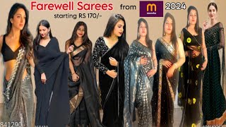 11 Farewell Sarees from MEESHO 🖤 Black Saree Collection 🖤 Unboxing meeshosareehaul meeshosaree [upl. by Slin]