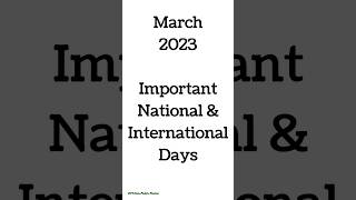 March 2023 Full List of important National and International Days  Special days in March 2023 [upl. by Anegroeg914]