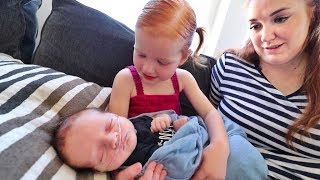 Adley meets Baby Brother so adorable [upl. by Bertrando354]