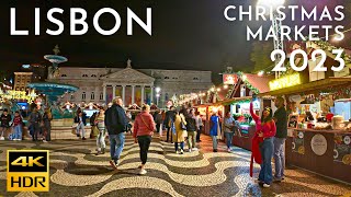 LUZES de NATAL LISBOA 2023 Figueira amp Rossio Christmas Markets 4K HDR [upl. by Cooperman214]