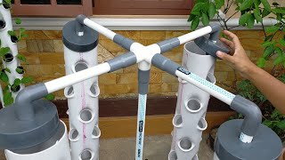 DIY  How to make Vertical Hydroponic System using 4 Towers Part 2  hydroponic farming at home [upl. by Yarvis]